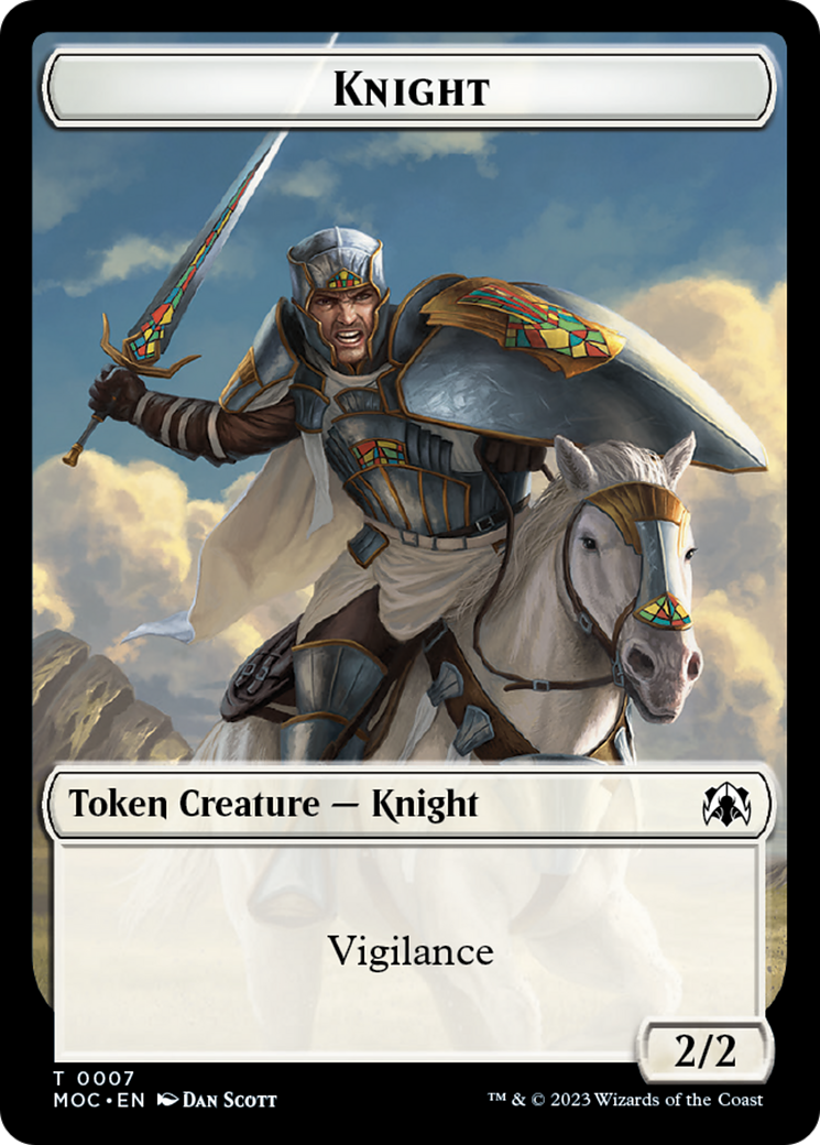 Image of Knight (7) // Spirit (14) Double-Sided Token [March of the Machine Commander Tokens]