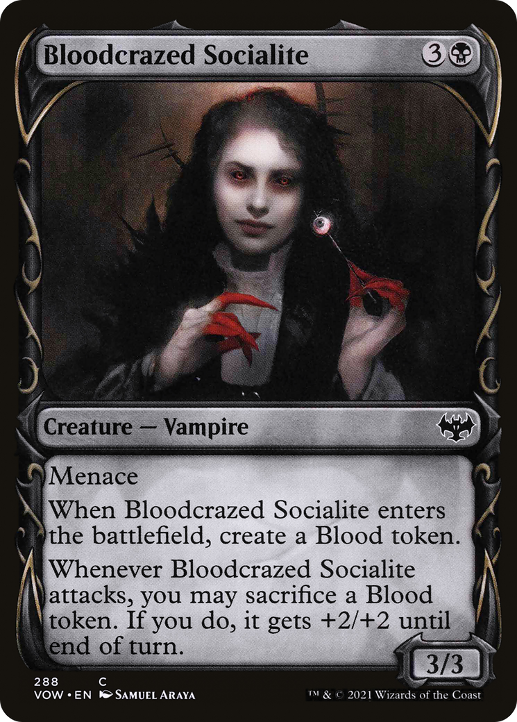 Image of Bloodcrazed Socialite (Showcase Fang Frame) [Innistrad: Crimson Vow]