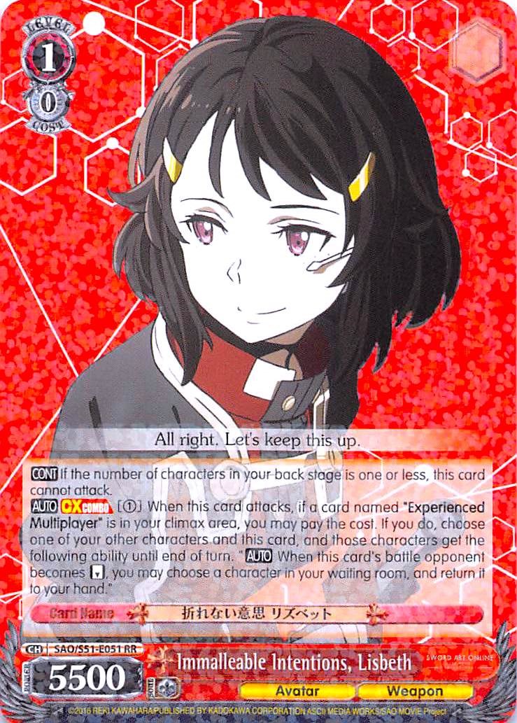 Image of Immalleable Intentions, Lisbeth (SAO/S51-E051 RR) [Sword Art Online The Movie: -Ordinal Scale-]