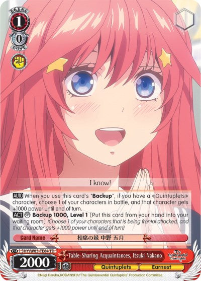 Image of Table-Sharing Acquaintances, Itsuki Nakano (5HY/W83-TE84 TD) [The Quintessential Quintuplets]