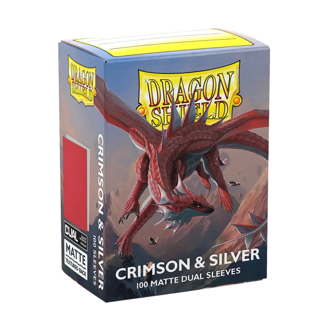 Image of Dragon Shield Sleeves Dual Matte Crimson & Silver 100 ct