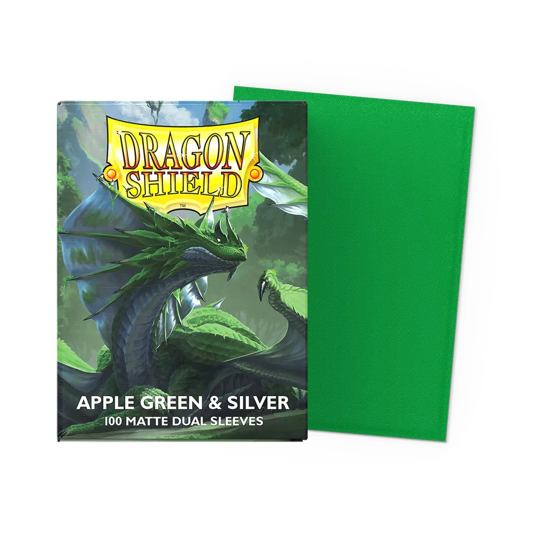 Image of Dragon Shield Sleeves Dual Matte Apple Green & Silver 100 ct