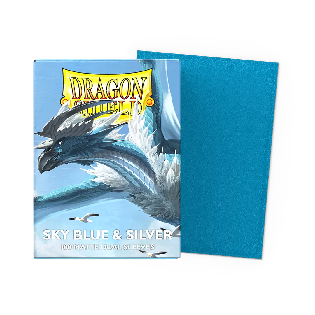 Image of Dragon Shield Sleeves Dual Matte Sky Blue & Silver 100 ct