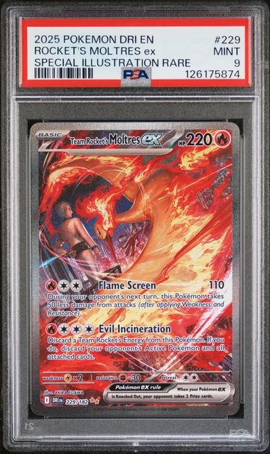 Team Rocket's Moltres ex (Scarlet & Violet: Destined Rivals) 229/182 PSA 9