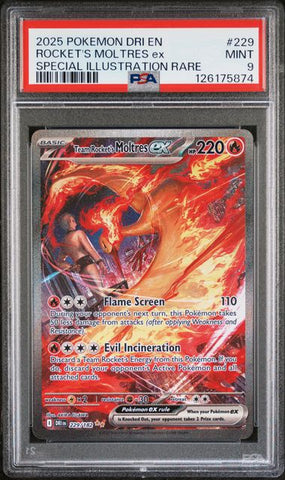 Team Rocket's Moltres ex (Scarlet & Violet: Destined Rivals) 229/182 PSA 9