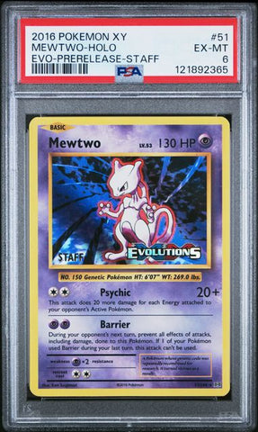Mewtwo (XY Evolutions) (Staff Prerelease Promo) 51/108 PSA 6