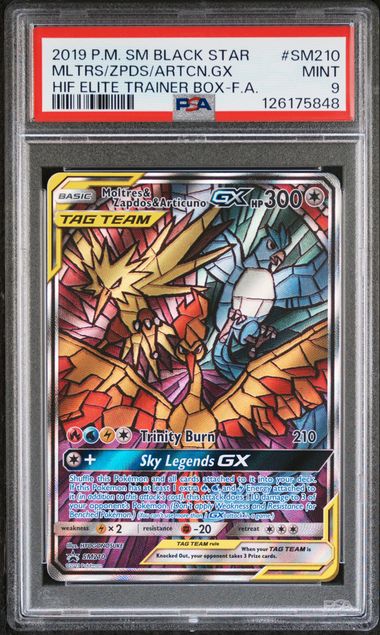 Image of Moltres & Zapdos & Articuno GX (Sun & Moon: Black Star Promos) SM210 PSA 9