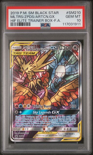 Image of Moltres & Zapdos & Articuno GX (Sun & Moon: Black Star Promos) SM210 PSA 10