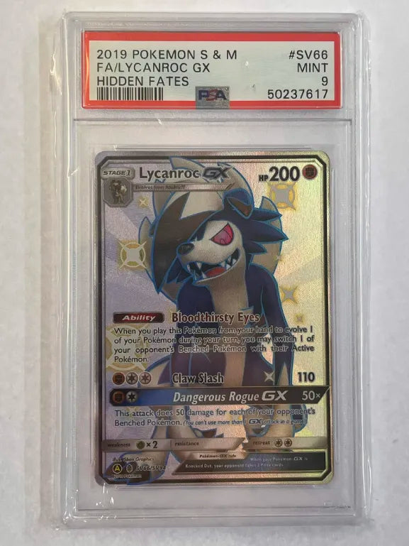 Image of LYCANROC GX (HIDDEN FATES) SV66/SV94 PSA 9