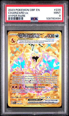 Charizard ex – Hyper Rare – PSA 9 (Mint) – #228/197 – Obsidian Flames (OBF)