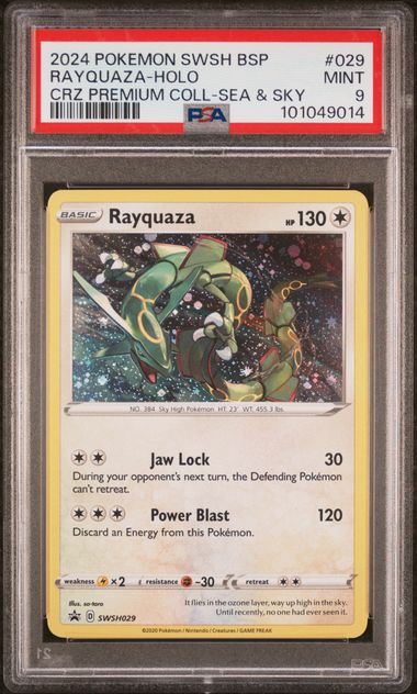 Image of Rayquaza – Holo – PSA 9 (Mint) – #SWSH029 – Sword & Shield Black Star Promo – Crown Zenith Premium Collection: Sea & Sky