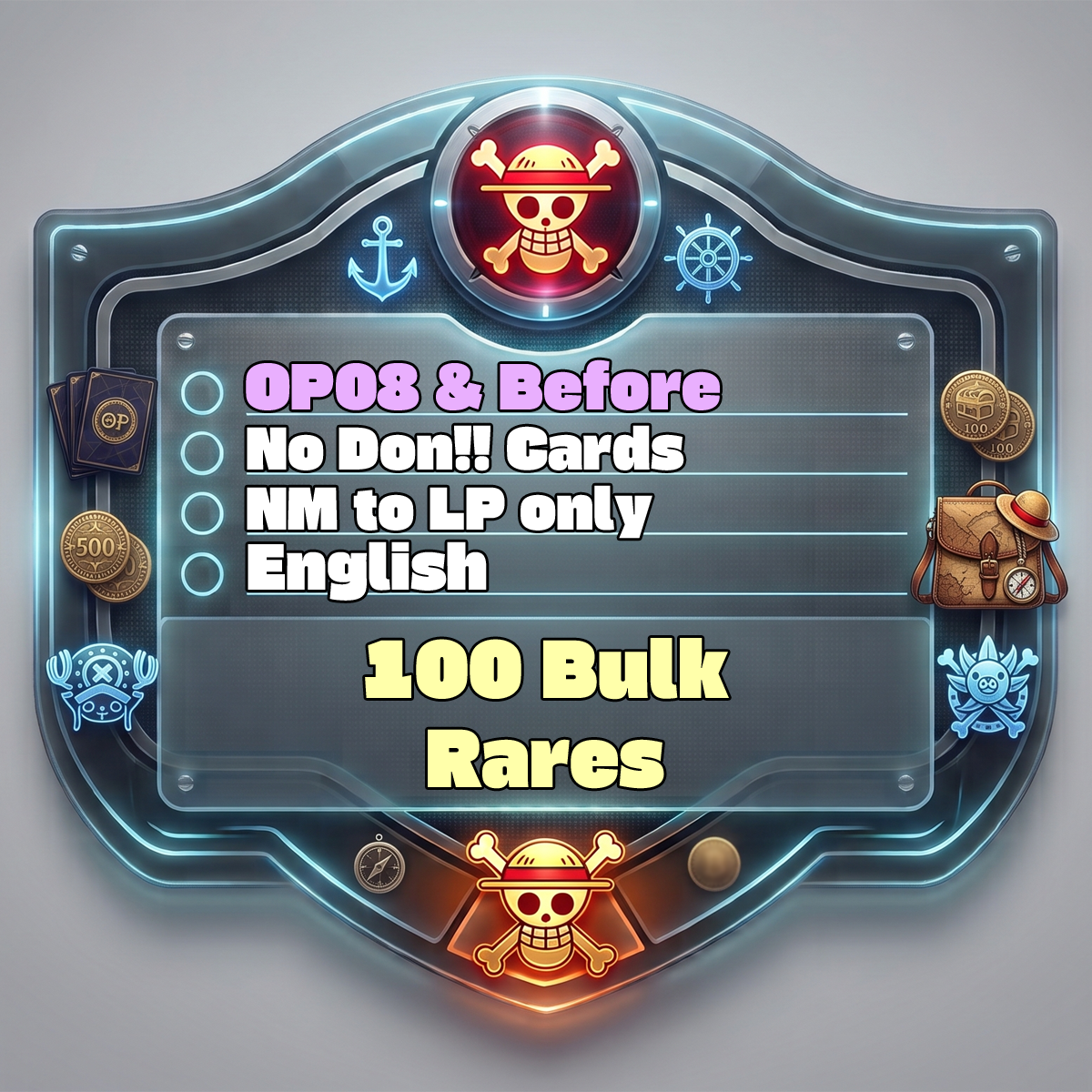 Image of OP - Bulk 100 Rares - NM/LP - English (OP08 & Before)