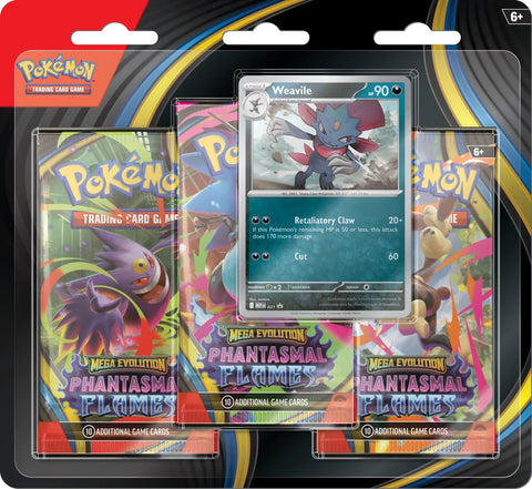 PHANTASMAL FLAMES - Mega Evolution - (ME02) 3 Pack Blister (ENGLISH)