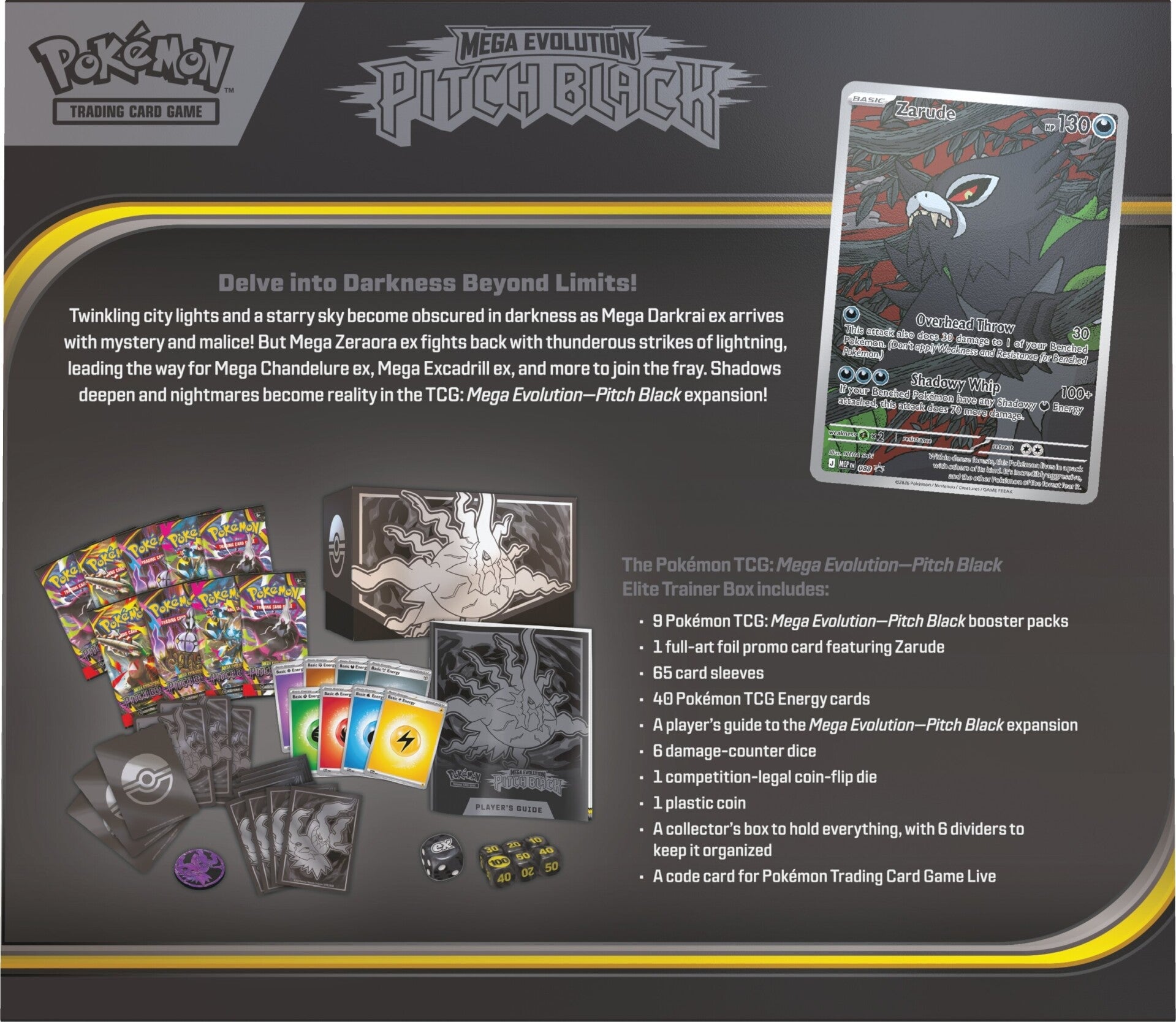 Image of Mega Evolution - (ME05) Pitch Black Elite Trainer Box (ENGLISH) LIMIT 10 (PREORDER) (WAVE 2)