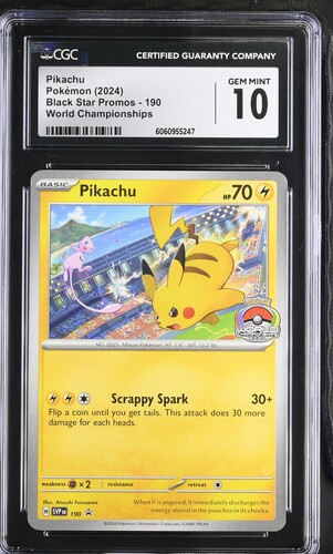 Image of Pikachu 190 (Scarlet & Violet Promo: World Championships 2024) CGC 10
