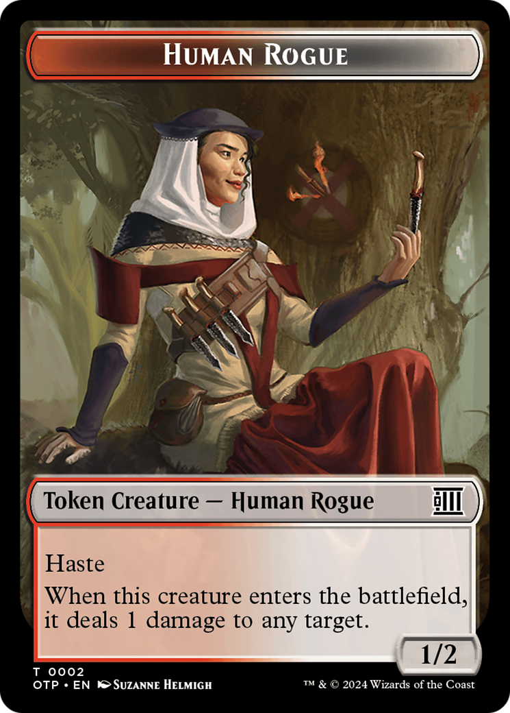Image of Human Rogue // Plot Double-Sided Token [Outlaws of Thunder Junction: Breaking News Tokens]