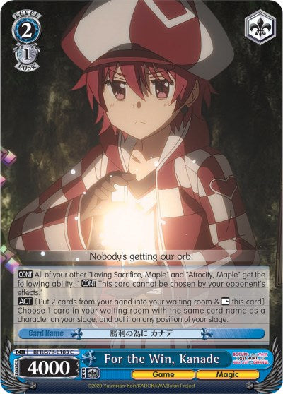 Image of For the Win, Kanade (BFR/S78-E103 C) [BOFURI: I Don't Want to Get Hurt, so I'll Max Out My Defense]