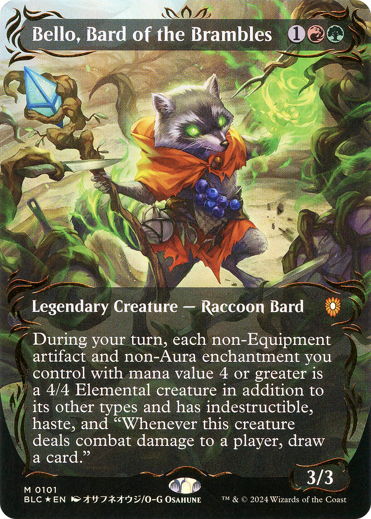 Image of Bello, Bard of the Brambles (Borderless) (Raised Foil) [Bloomburrow Commander]