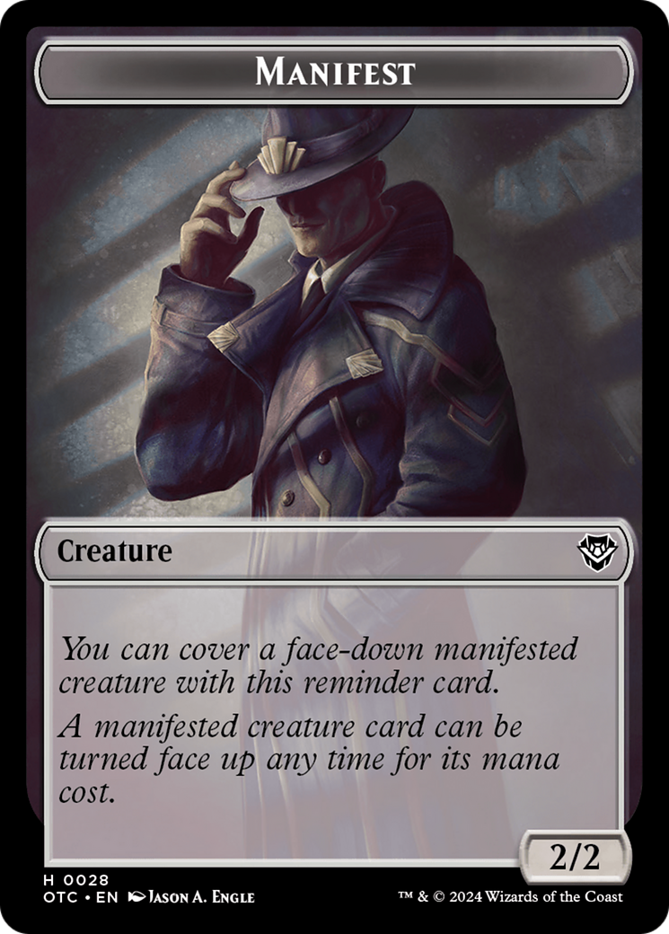 Image of Thopter // Manifest Double-Sided Token [Outlaws of Thunder Junction Commander Tokens]