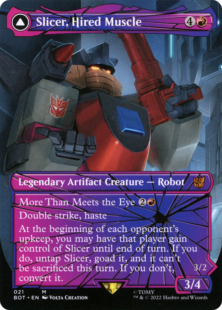 Image of Slicer, Hired Muscle // Slicer, High-Speed Antagonist (Shattered Glass) [Transformers]