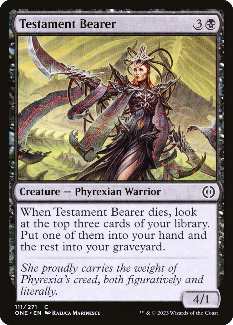 Image of Testament Bearer [Phyrexia: All Will Be One]