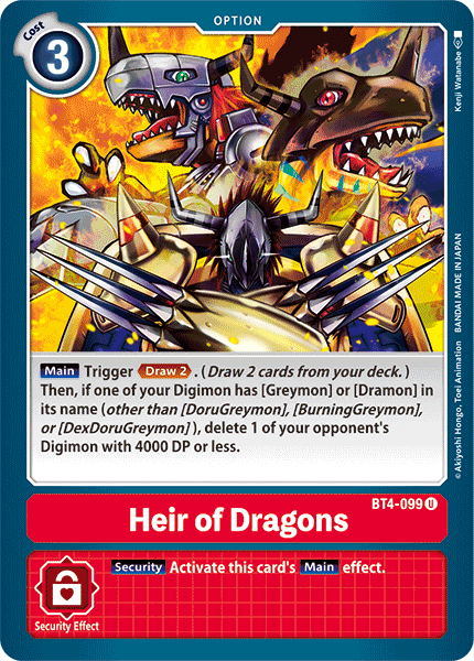 Image of Heir of Dragons [BT4-099] [Great Legend]