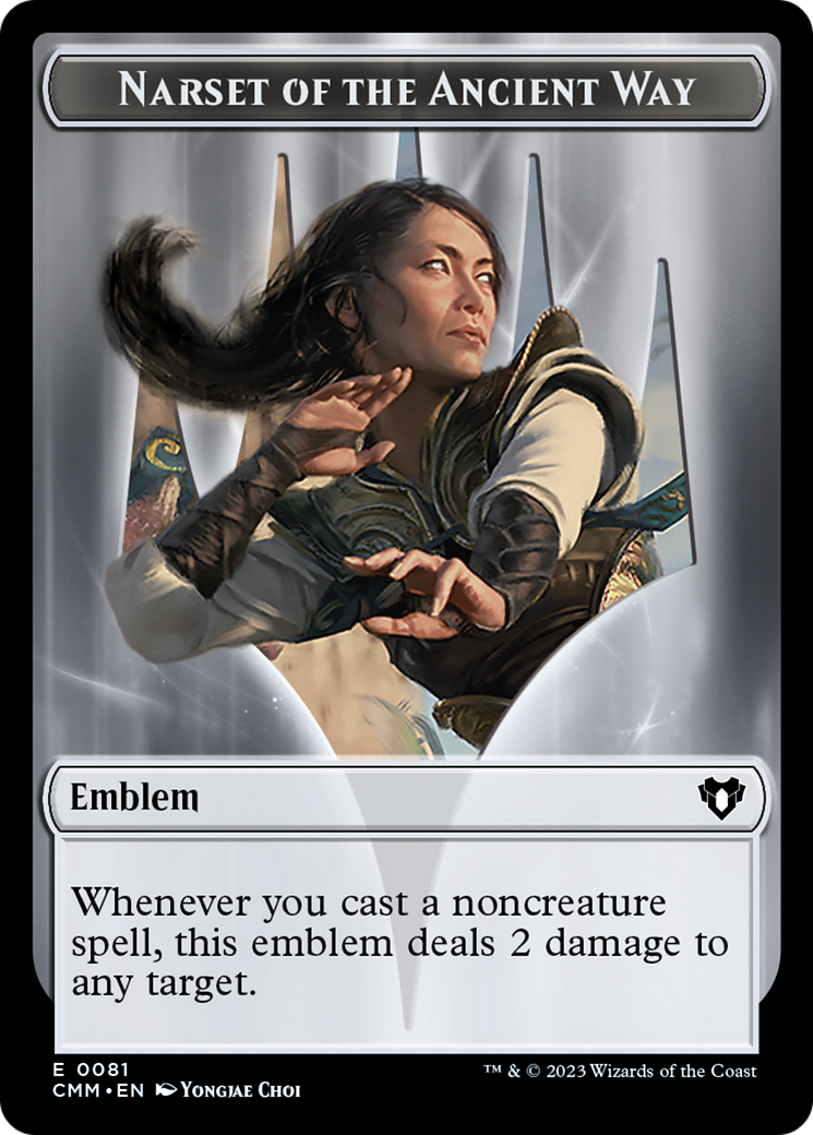 Image of Narset of the Ancient Way Emblem // Wizard Double-Sided Token [Commander Masters Tokens]