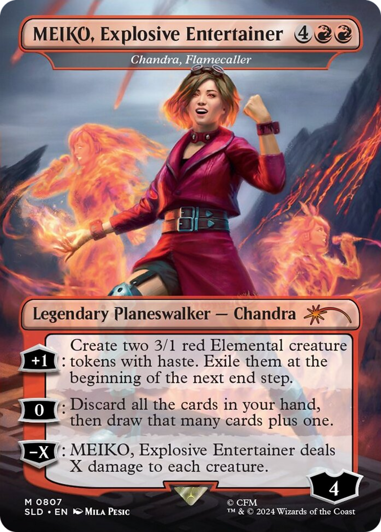 Image of MEIKO, Explosive Entertainer - Chandra, Flamecaller (Rainbow Foil) [Secret Lair Drop Series]