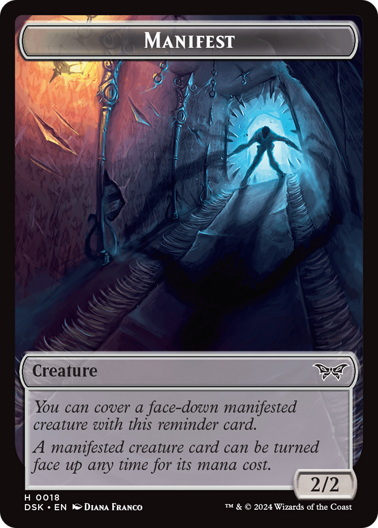 Image of Emblem - Kaito, Bane of Nightmares // Manifest Double-Sided Token [Duskmourn: House of Horror Tokens]