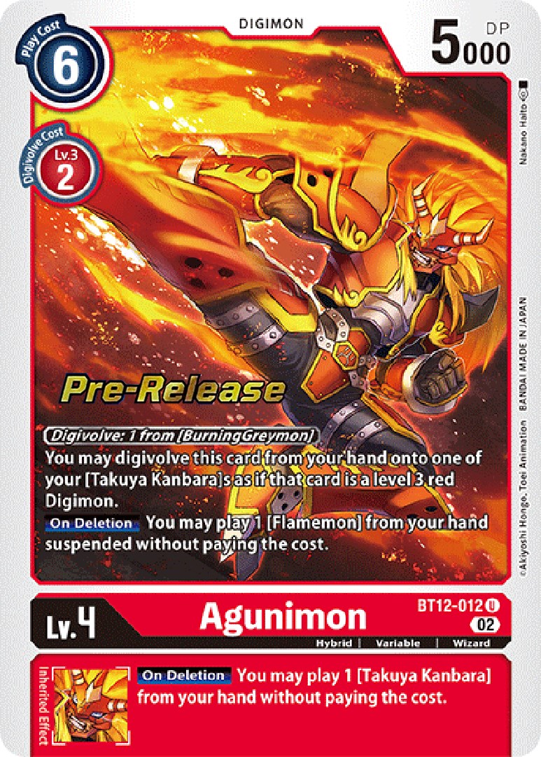 Image of Agunimon [BT12-012] [Across Time Pre-Release Cards]