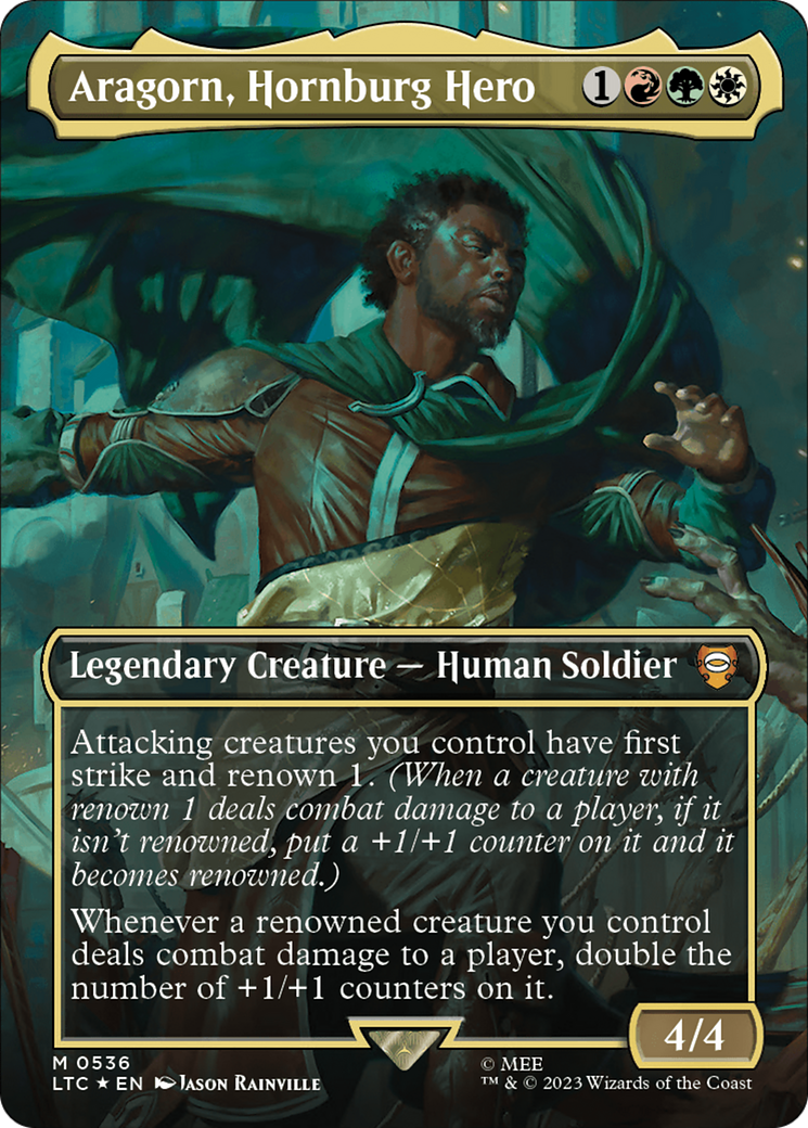 Image of Aragorn, Hornburg Hero (Borderless) (Surge Foil) [The Lord of the Rings: Tales of Middle-Earth Commander]