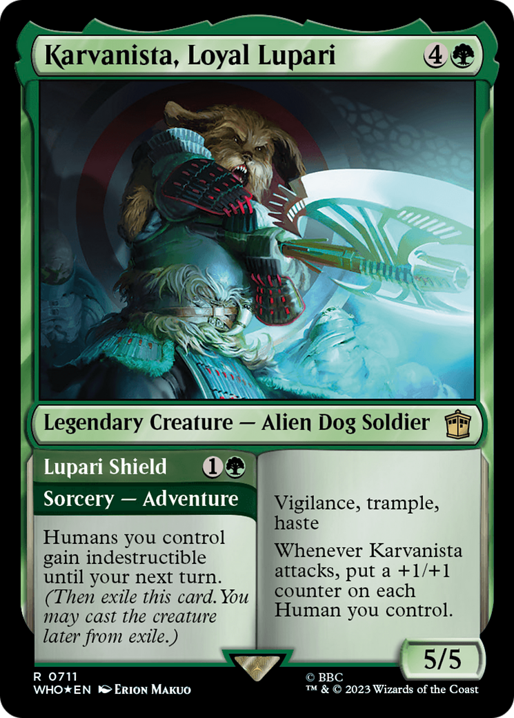 Image of Karvanista, Loyal Lupari // Lupari Shield (Surge Foil) [Doctor Who]