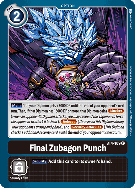 Image of Final Zubagon Punch [BT4-109] [Great Legend]