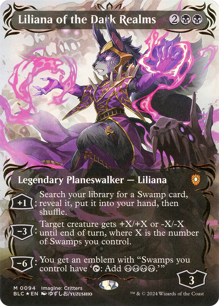 Image of Liliana of the Dark Realms (Borderless) (Raised Foil) [Bloomburrow Commander]