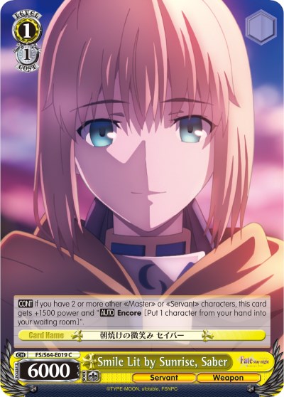 Image of Smile Lit by Sunrise, Saber (FS/S64-E019 C) [Fate/Stay Night [Heaven's Feel]]