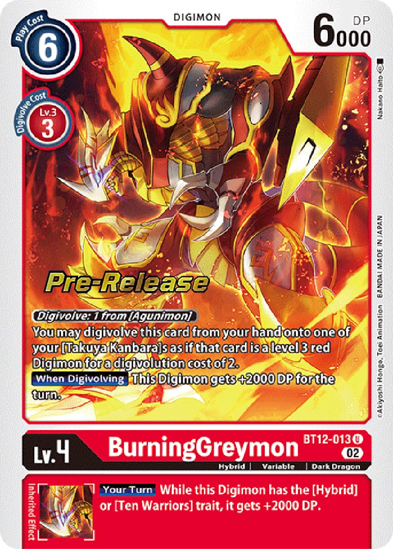 Image of BurningGreymon [BT12-013] [Across Time Pre-Release Cards]