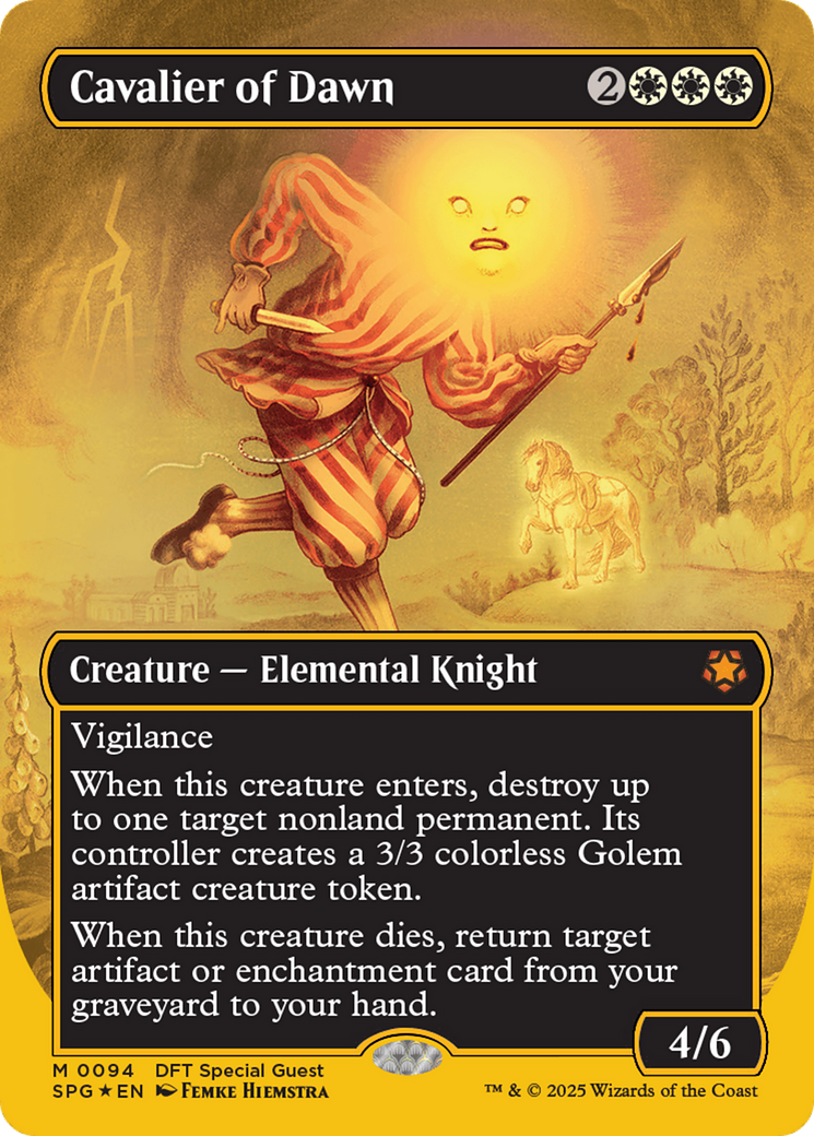 Image of Cavalier of Dawn (Borderless) (First-Place Foil) [Aetherdrift Special Guests]