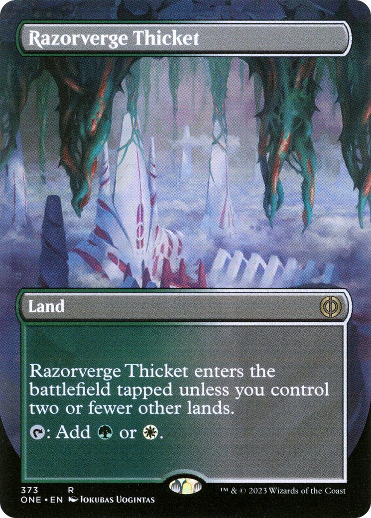 Image of Razorverge Thicket (Borderless Alternate Art) [Phyrexia: All Will Be One]