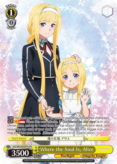 Image of Where the Soul Is, Alice (SAO/S80-E002OFR OFR) [Sword Art Online -Alicization- Vol.2]