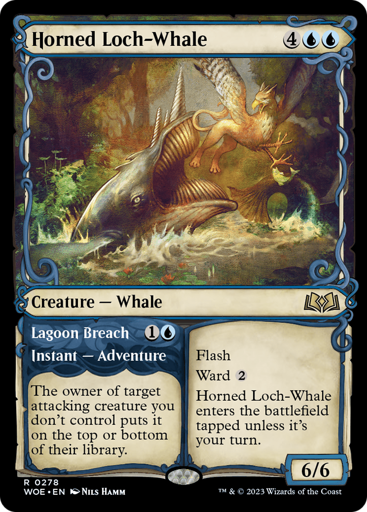 Image of Horned Loch-Whale // Lagoon Breach (Showcase) [Wilds of Eldraine]