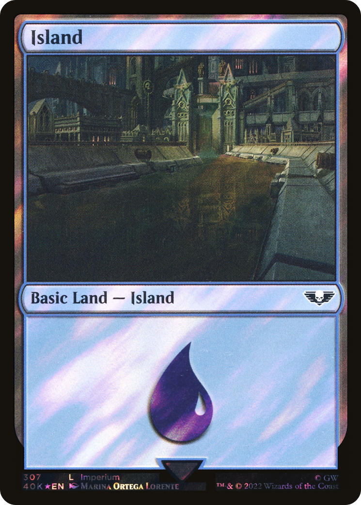 Image of Island (307) (Surge Foil) [Warhammer 40,000]