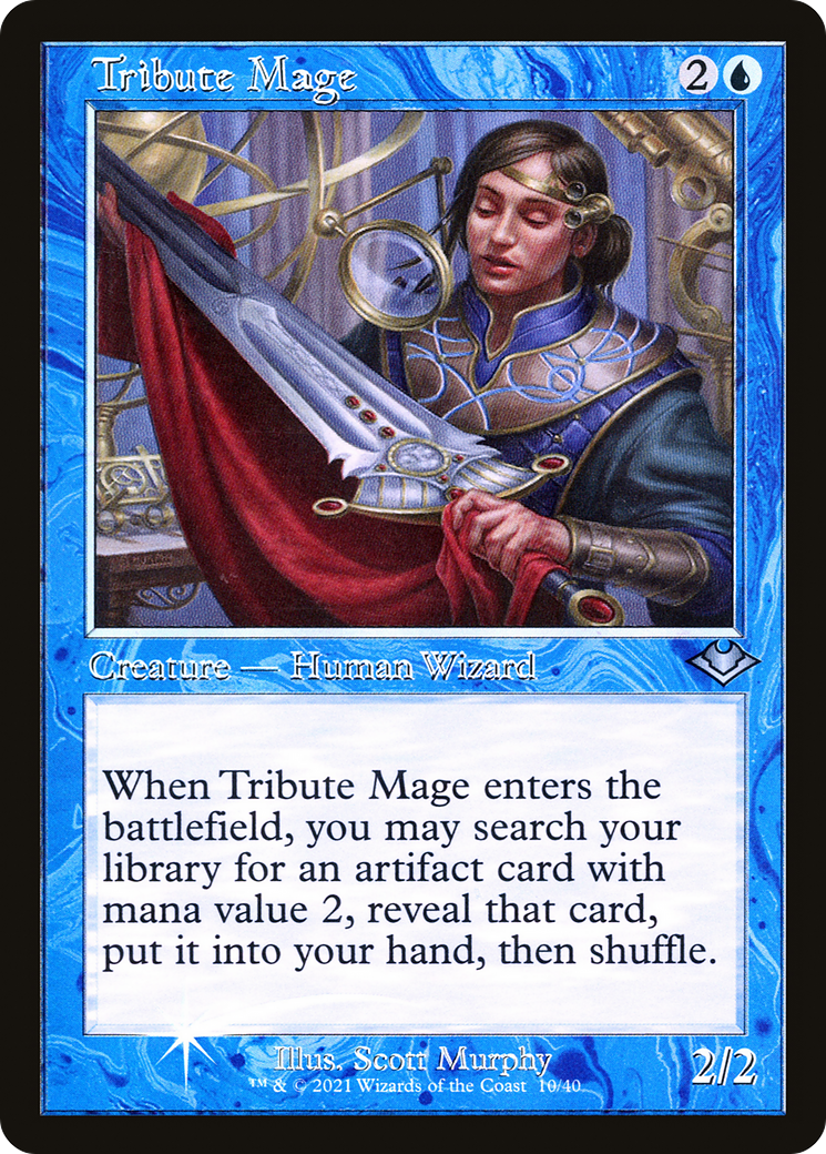 Image of Tribute Mage (Retro Frame) (MH1-010) - Modern Horizons 1 Timeshifts Etched Foil