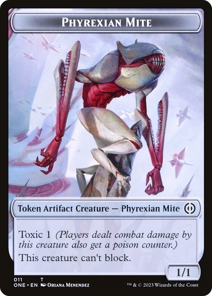 Image of Phyrexian Mite (011) // Samurai Double-Sided Token [Phyrexia: All Will Be One Tokens]