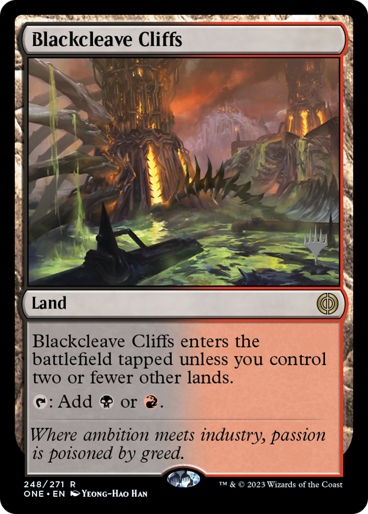 Image of Blackcleave Cliffs (Promo Pack) [Phyrexia: All Will Be One Promos]