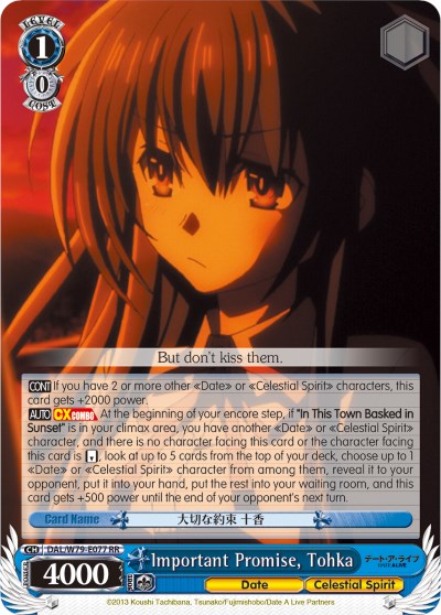 Image of Important Promise, Tohka (DAL/W79-E077 RR) [Date A Live]