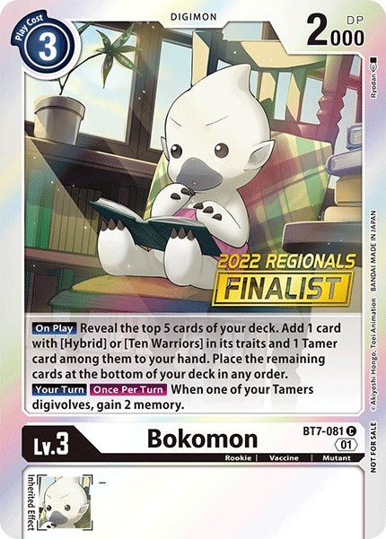 Image of Bokomon [BT7-081] (2022 Championship Online Regional) (Online Finalist) [Next Adventure Promos]