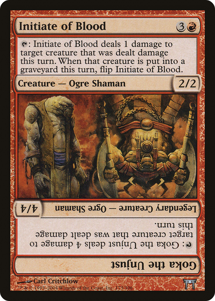 Image of Initiate of Blood // Goka the Unjust [Champions of Kamigawa]