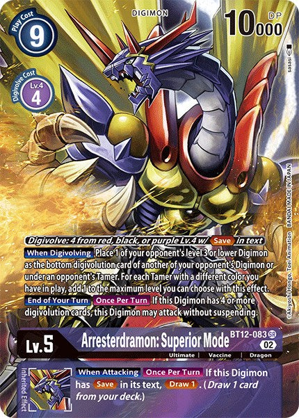 Image of Arresterdramon: Superior Mode [BT12-083] (Alternate Art) [Across Time]