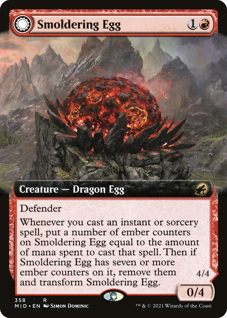 Image of Smoldering Egg // Ashmouth Dragon (Extended Art) [Innistrad: Midnight Hunt]
