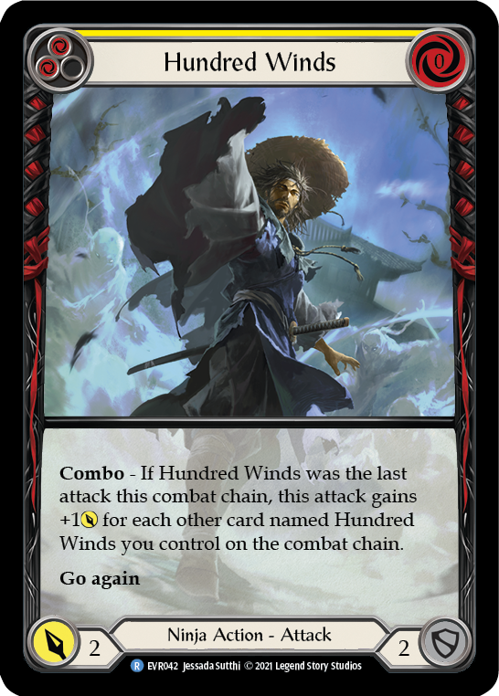 Image of Hundred Winds (Yellow) [EVR042] (Everfest)  1st Edition Extended Art Rainbow Foil